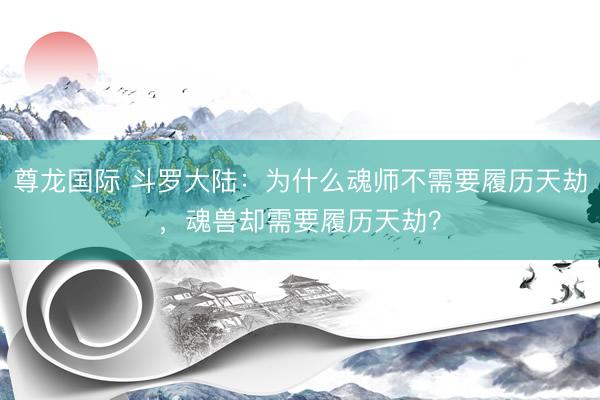 尊龙国际 斗罗大陆：为什么魂师不需要履历天劫，魂兽却需要履历天劫？