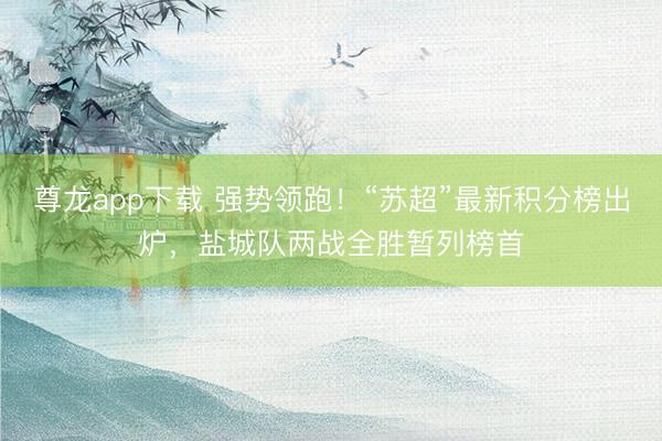 尊龙app下载 强势领跑！“苏超”最新积分榜出炉，盐城队两战全胜暂列榜首